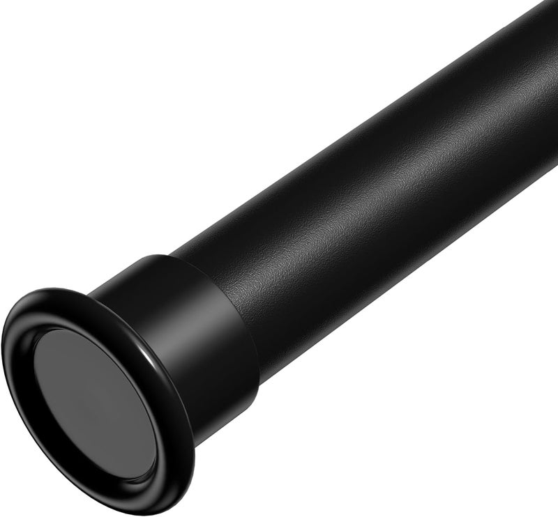 fvonzn Tension Curtain Rod 43-124 Inches Extra Long Black Heavy Duty Tension Rods Adjustable Curtain Rod No Drilling Spring Loaded Tension Rod for Windows Patio Hold Up Blackout Curtains and Non Slip - Image 1